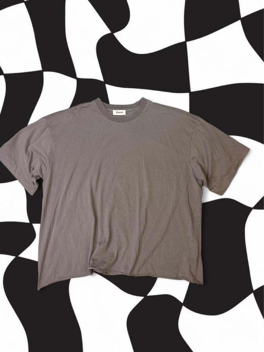 Gray Elwood distressed neck boxey t-shirt